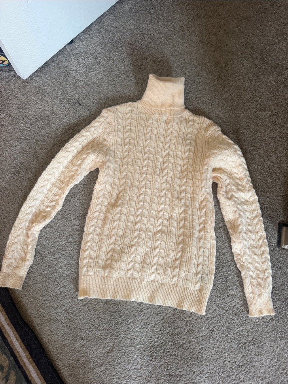 SHEIN Cream Cable Knit Turtleneck Sweater